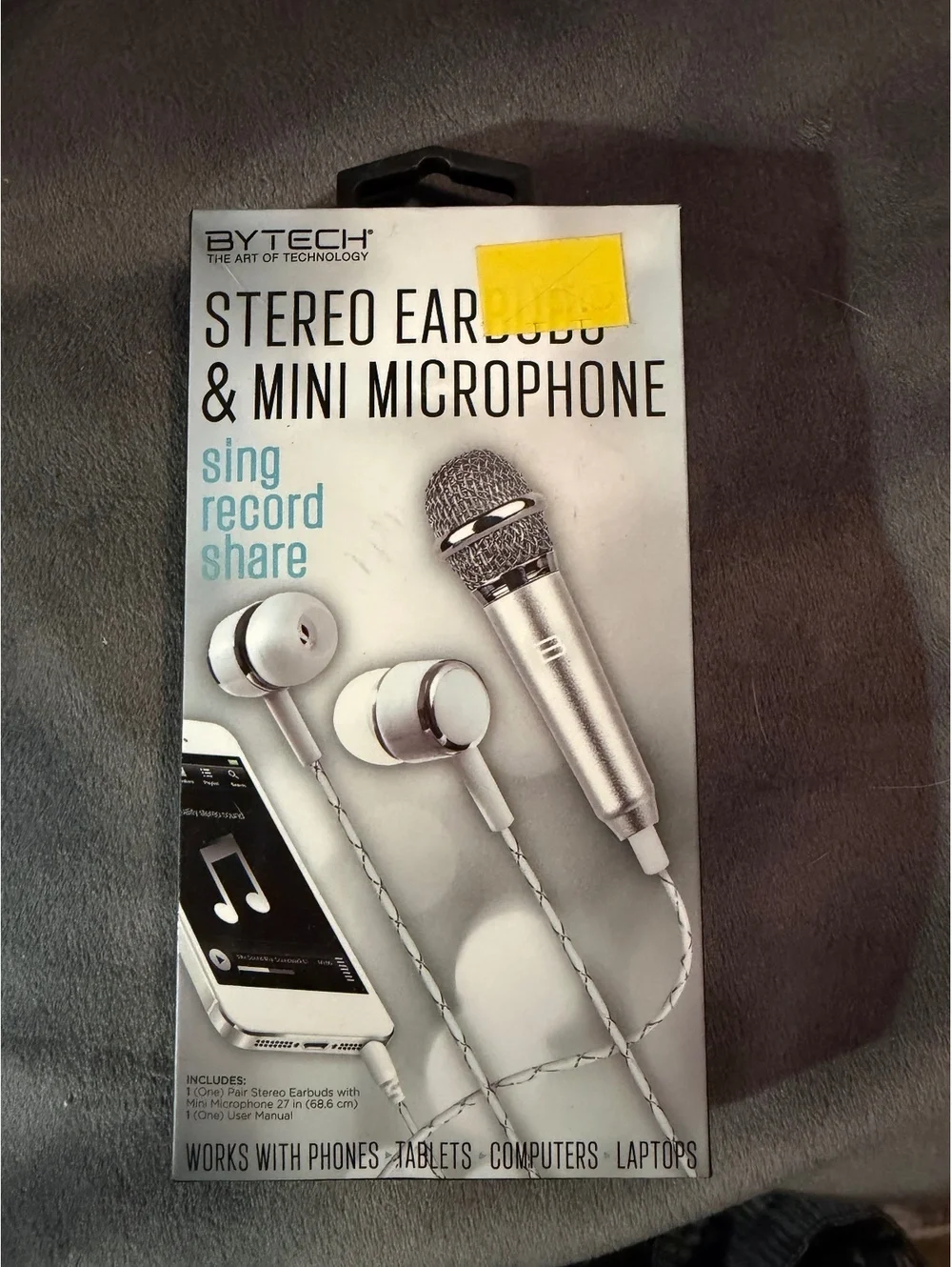 BYTECH Stereo Earbuds & Mini Microphone - Sing, Record, and